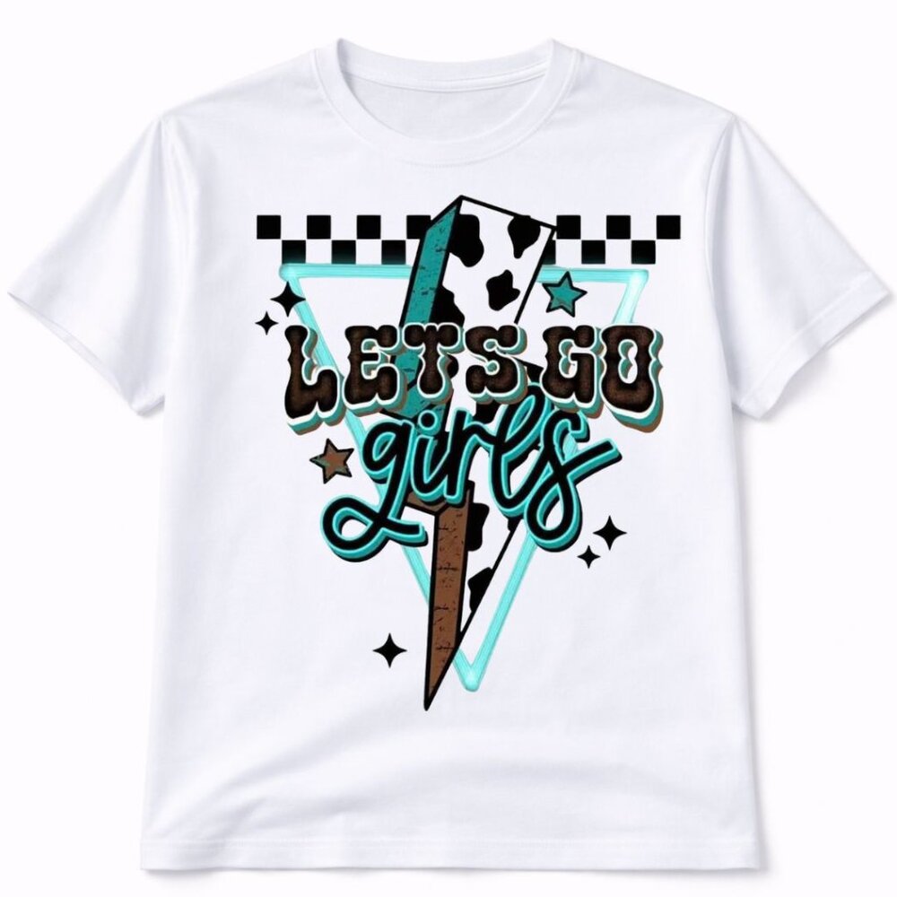 Lets Go Girls Western Graphic T Shirt Trendy Boutique Style Tee Womens White